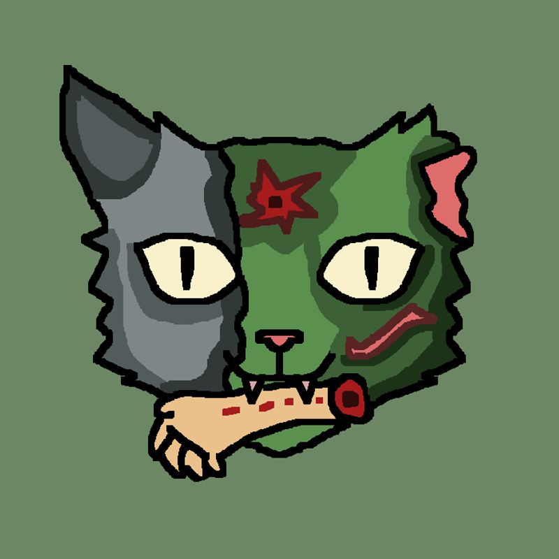 Nft Cat Head #013 - Zombie