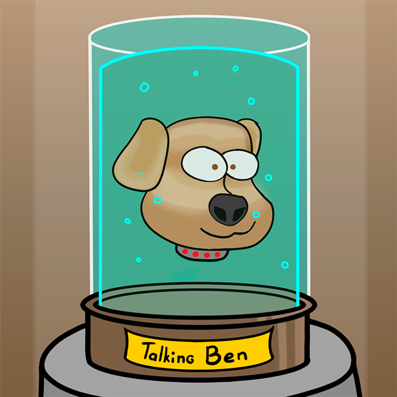 Illustration of talking ben dog