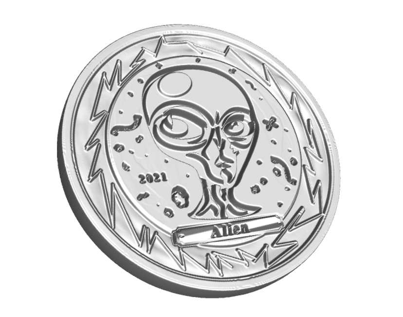 Nft Silver coin - alien 1 of 5