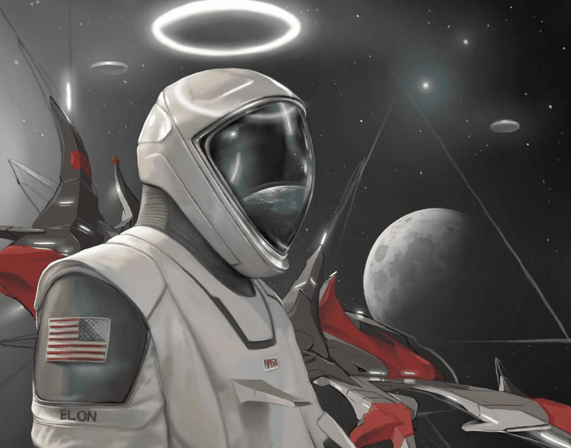 Nft Elon musk space x painting 